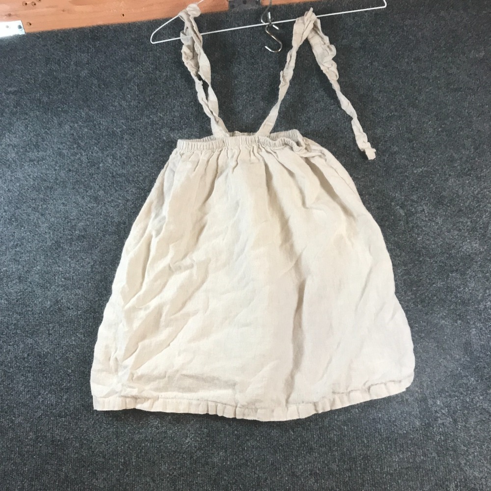 Play Up Dress Kids Girls 6Y Cream Linen Gathered Straps Aesthetic Minimalist